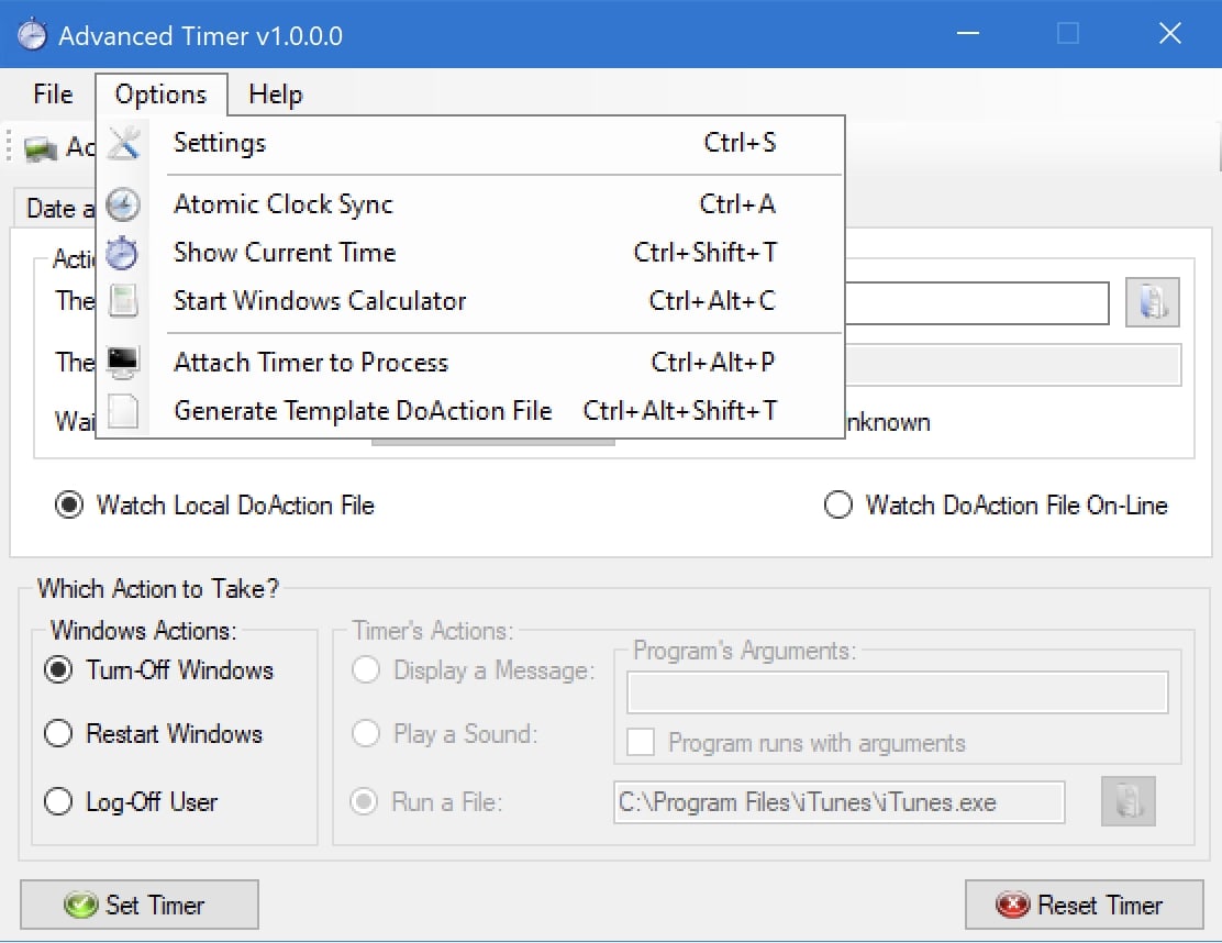 Advanced Timer action configuration